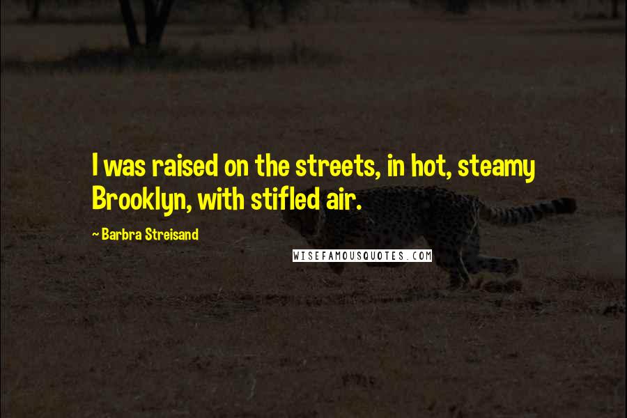 Barbra Streisand Quotes: I was raised on the streets, in hot, steamy Brooklyn, with stifled air.