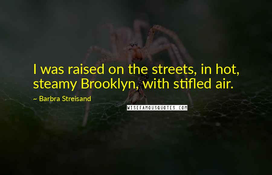 Barbra Streisand Quotes: I was raised on the streets, in hot, steamy Brooklyn, with stifled air.