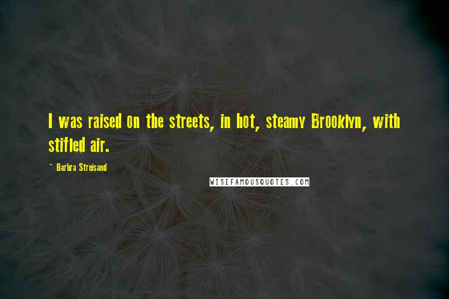 Barbra Streisand Quotes: I was raised on the streets, in hot, steamy Brooklyn, with stifled air.