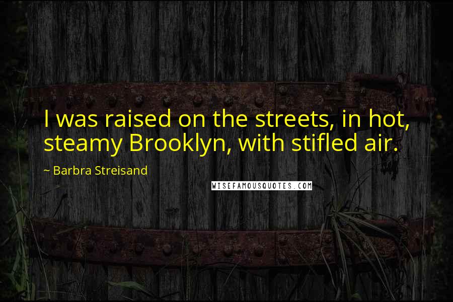 Barbra Streisand Quotes: I was raised on the streets, in hot, steamy Brooklyn, with stifled air.