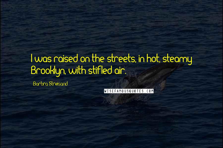 Barbra Streisand Quotes: I was raised on the streets, in hot, steamy Brooklyn, with stifled air.