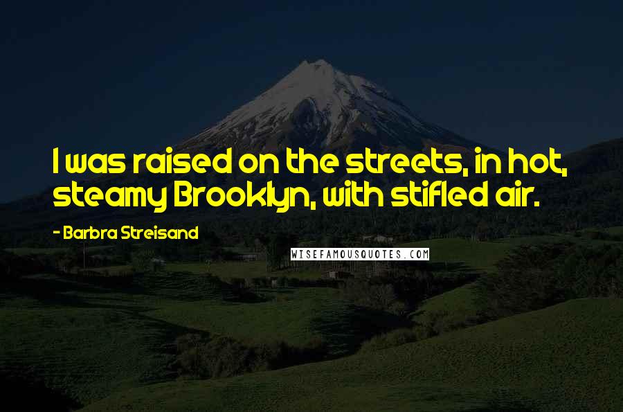 Barbra Streisand Quotes: I was raised on the streets, in hot, steamy Brooklyn, with stifled air.