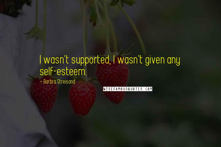 Barbra Streisand Quotes: I wasn't supported, I wasn't given any self-esteem.