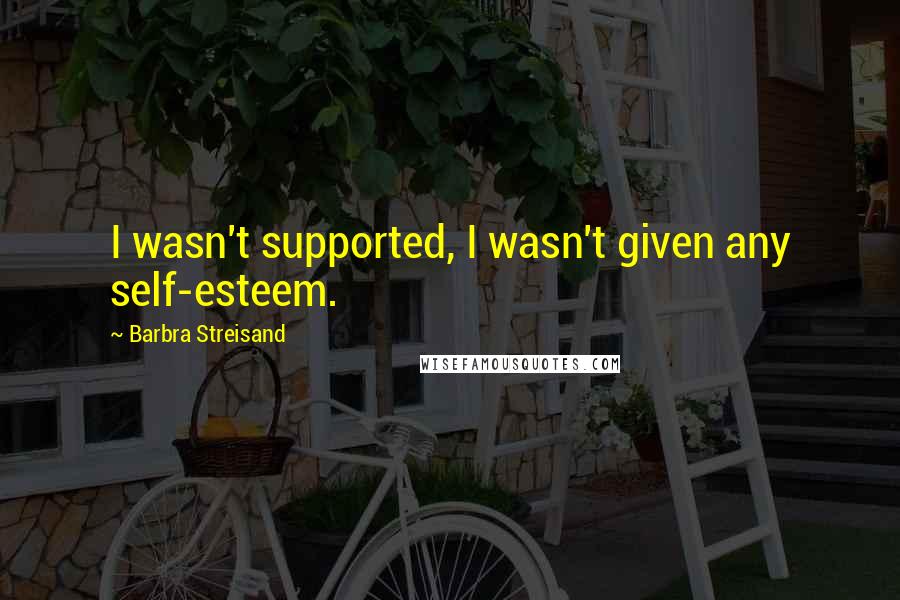 Barbra Streisand Quotes: I wasn't supported, I wasn't given any self-esteem.