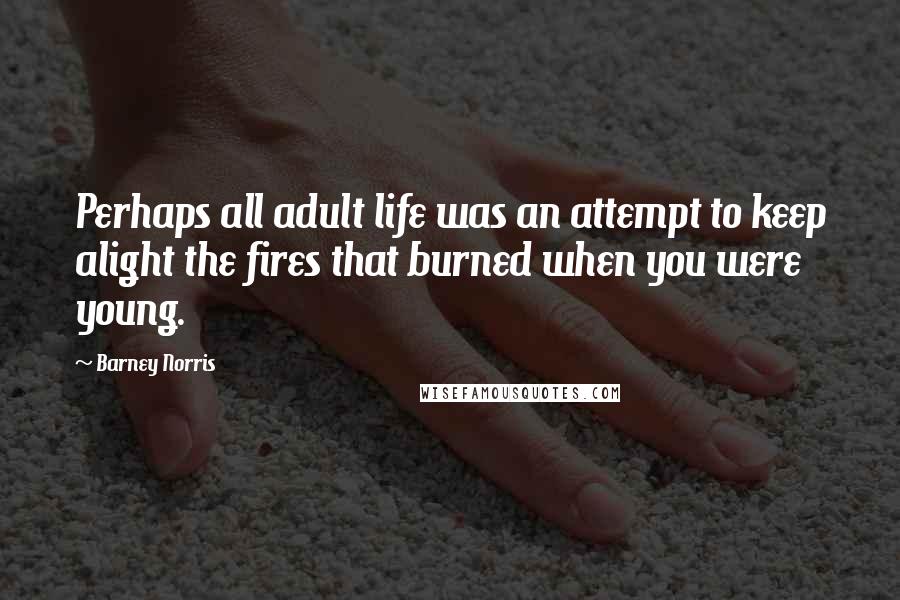 Barney Norris Quotes: Perhaps all adult life was an attempt to keep alight the fires that burned when you were young.