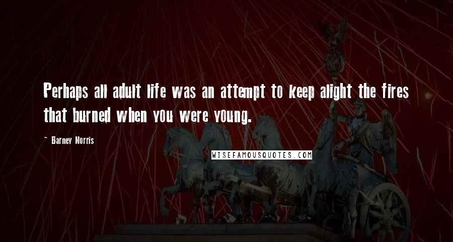 Barney Norris Quotes: Perhaps all adult life was an attempt to keep alight the fires that burned when you were young.