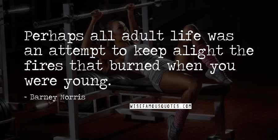 Barney Norris Quotes: Perhaps all adult life was an attempt to keep alight the fires that burned when you were young.