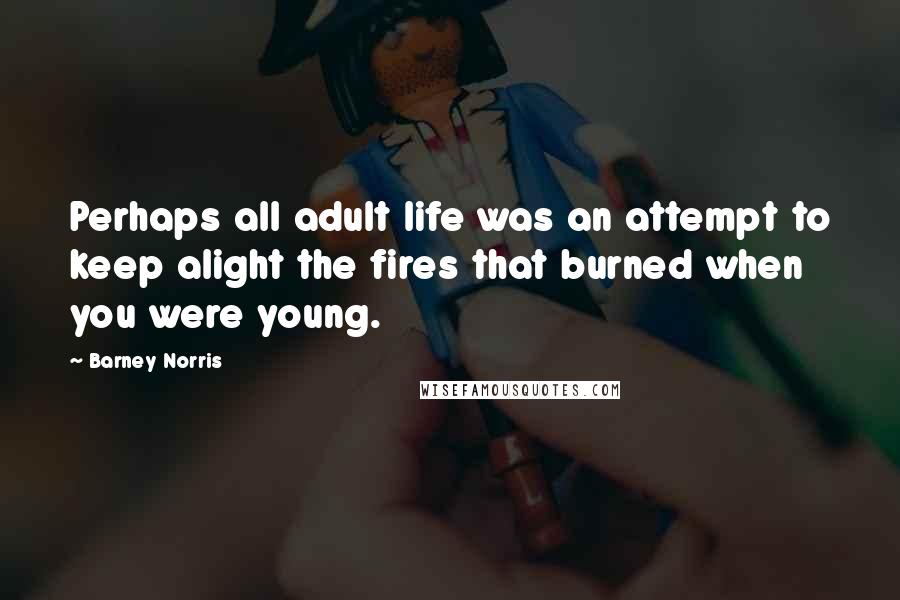 Barney Norris Quotes: Perhaps all adult life was an attempt to keep alight the fires that burned when you were young.