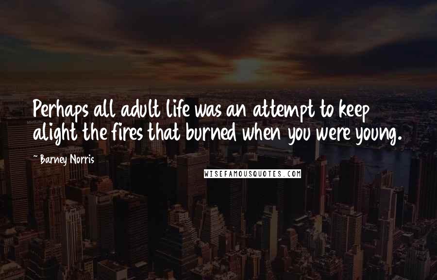 Barney Norris Quotes: Perhaps all adult life was an attempt to keep alight the fires that burned when you were young.