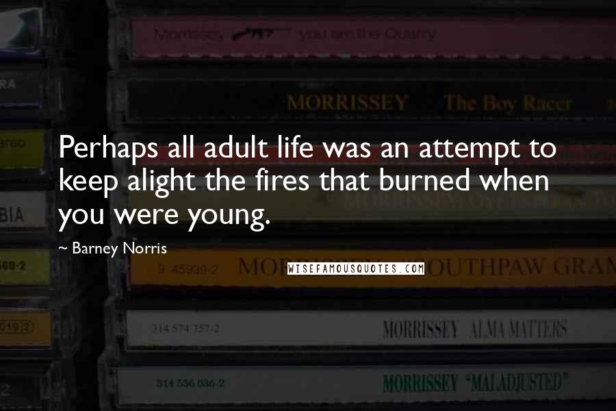Barney Norris Quotes: Perhaps all adult life was an attempt to keep alight the fires that burned when you were young.