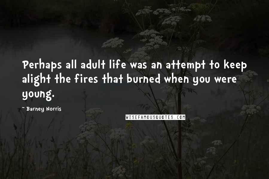 Barney Norris Quotes: Perhaps all adult life was an attempt to keep alight the fires that burned when you were young.