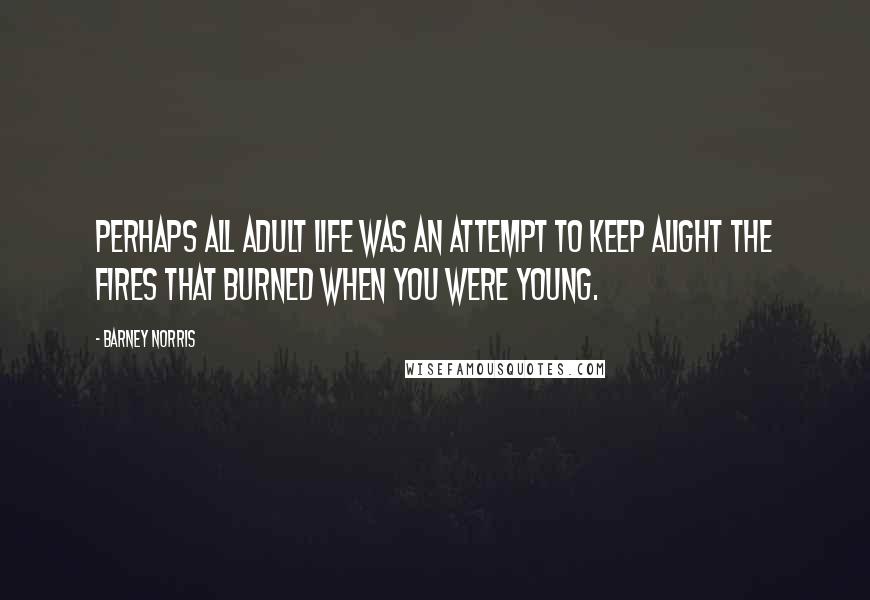 Barney Norris Quotes: Perhaps all adult life was an attempt to keep alight the fires that burned when you were young.