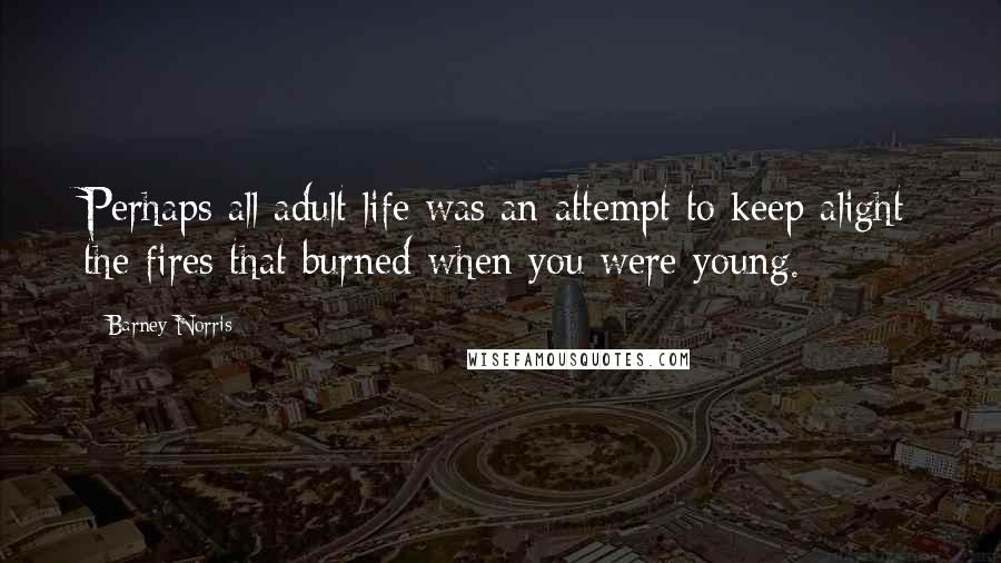 Barney Norris Quotes: Perhaps all adult life was an attempt to keep alight the fires that burned when you were young.