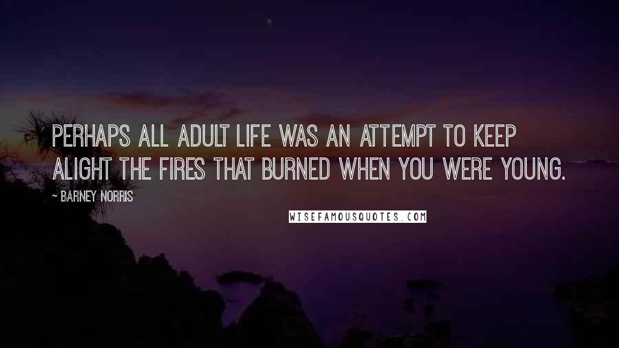 Barney Norris Quotes: Perhaps all adult life was an attempt to keep alight the fires that burned when you were young.