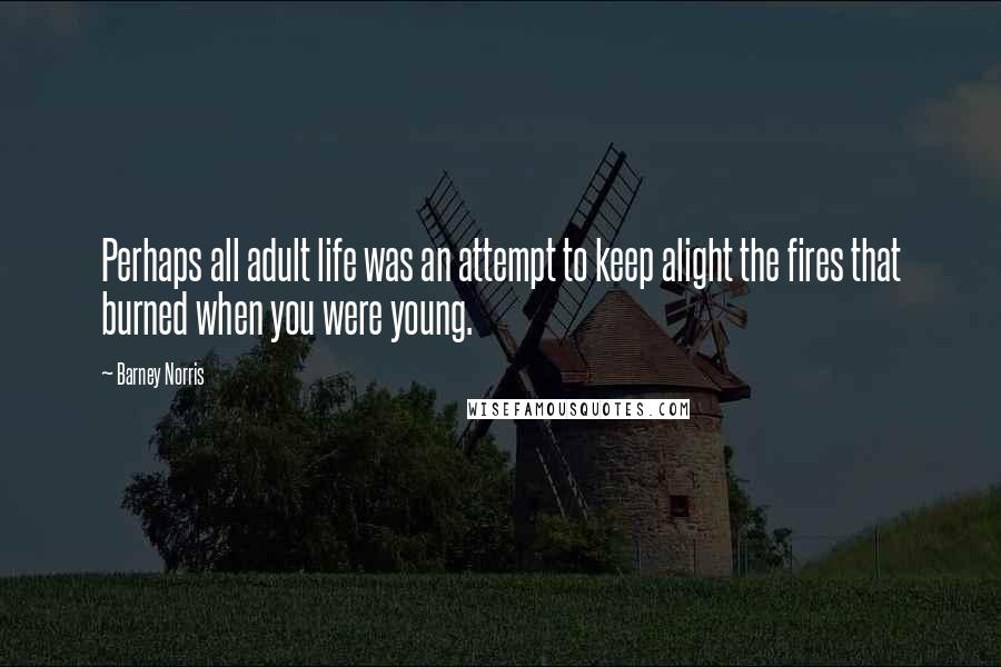Barney Norris Quotes: Perhaps all adult life was an attempt to keep alight the fires that burned when you were young.
