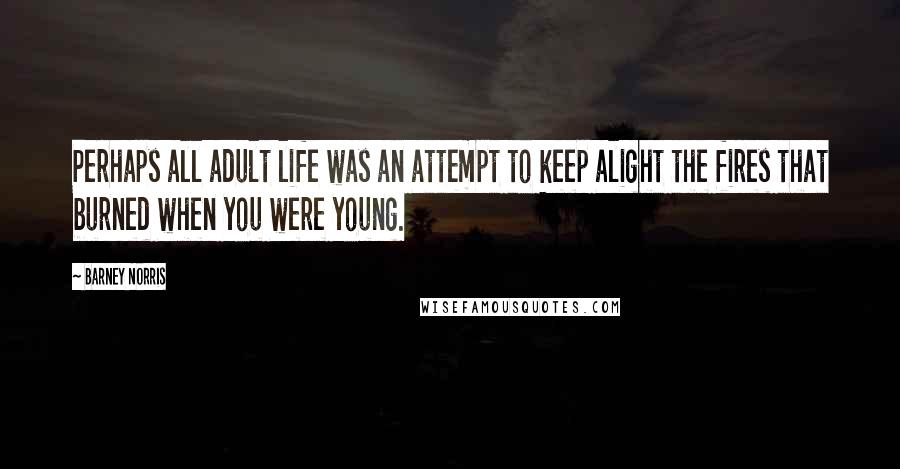 Barney Norris Quotes: Perhaps all adult life was an attempt to keep alight the fires that burned when you were young.