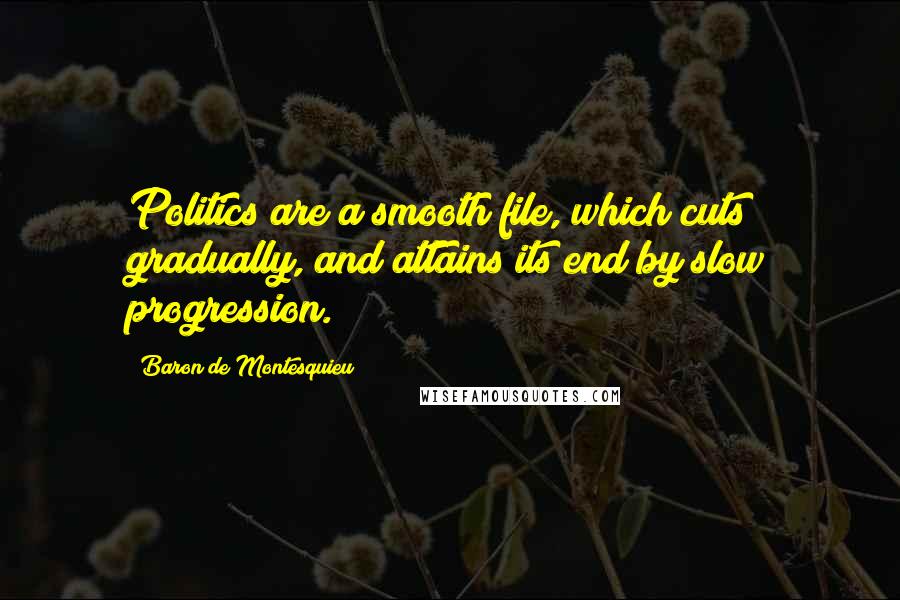 Baron De Montesquieu Quotes: Politics are a smooth file, which cuts gradually, and attains its end by slow progression.