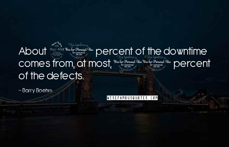 Barry Boehm Quotes: About 90 percent of the downtime comes from, at most, 10 percent of the defects.
