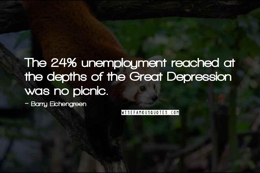 Barry Eichengreen Quotes: The 24% unemployment reached at the depths of the Great Depression was no picnic.