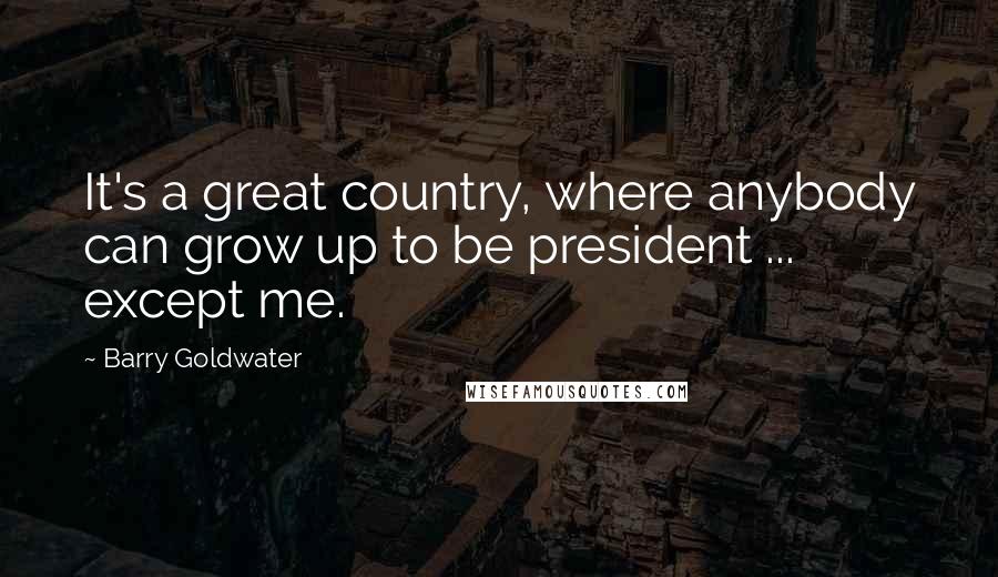 Barry Goldwater Quotes: It's a great country, where anybody can grow up to be president ... except me.