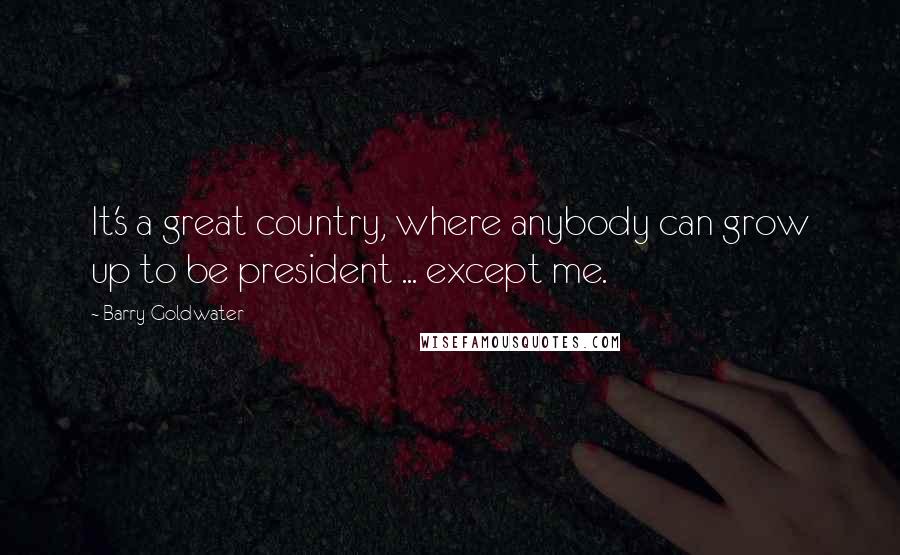 Barry Goldwater Quotes: It's a great country, where anybody can grow up to be president ... except me.