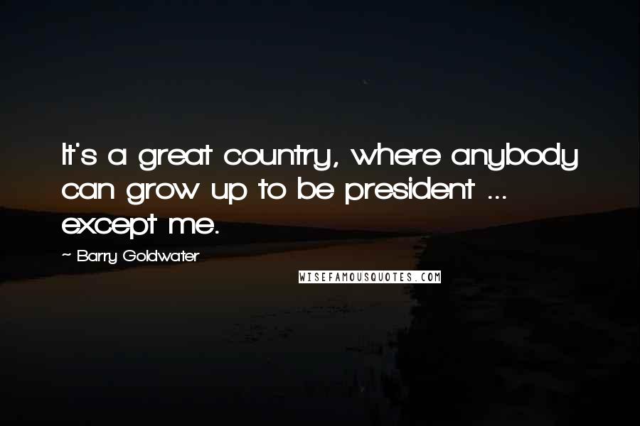 Barry Goldwater Quotes: It's a great country, where anybody can grow up to be president ... except me.