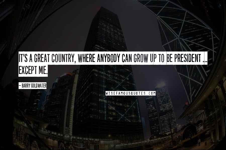 Barry Goldwater Quotes: It's a great country, where anybody can grow up to be president ... except me.