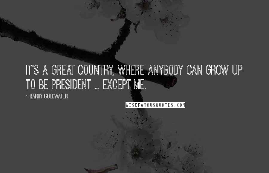 Barry Goldwater Quotes: It's a great country, where anybody can grow up to be president ... except me.