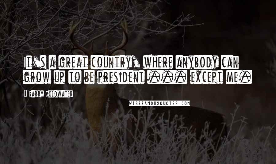 Barry Goldwater Quotes: It's a great country, where anybody can grow up to be president ... except me.