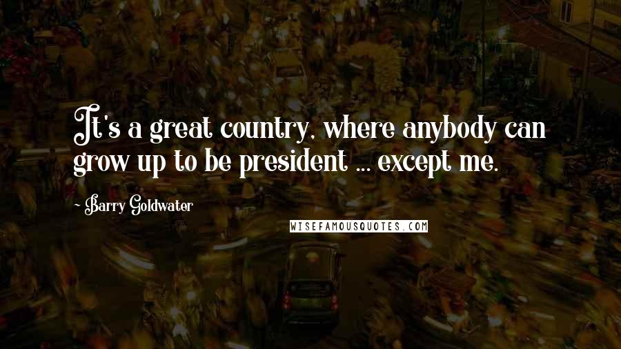 Barry Goldwater Quotes: It's a great country, where anybody can grow up to be president ... except me.