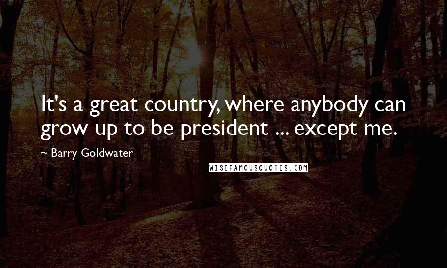 Barry Goldwater Quotes: It's a great country, where anybody can grow up to be president ... except me.