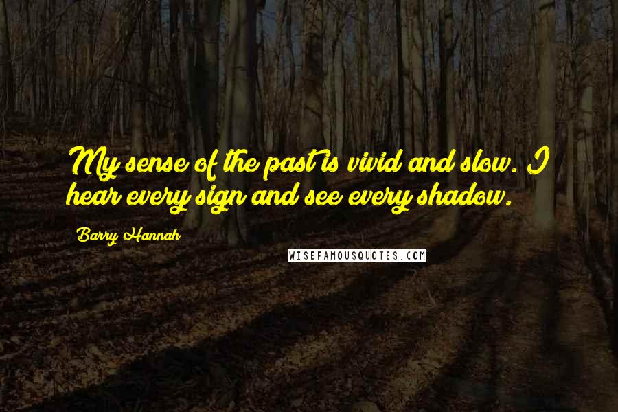 Barry Hannah Quotes: My sense of the past is vivid and slow. I hear every sign and see every shadow.