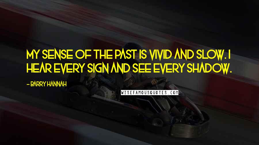 Barry Hannah Quotes: My sense of the past is vivid and slow. I hear every sign and see every shadow.