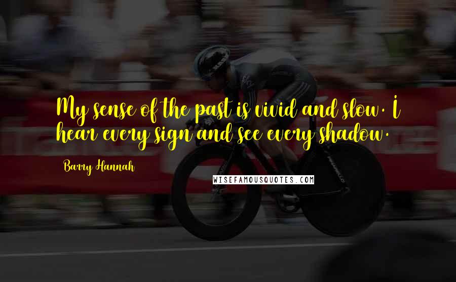 Barry Hannah Quotes: My sense of the past is vivid and slow. I hear every sign and see every shadow.