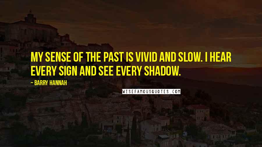 Barry Hannah Quotes: My sense of the past is vivid and slow. I hear every sign and see every shadow.