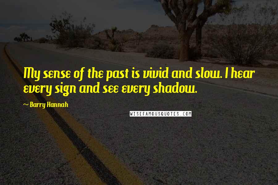 Barry Hannah Quotes: My sense of the past is vivid and slow. I hear every sign and see every shadow.