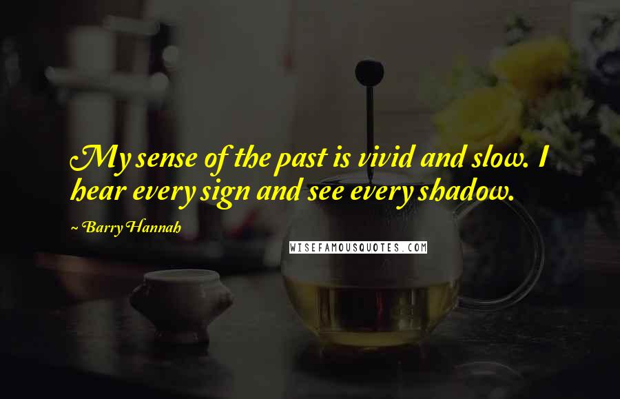 Barry Hannah Quotes: My sense of the past is vivid and slow. I hear every sign and see every shadow.