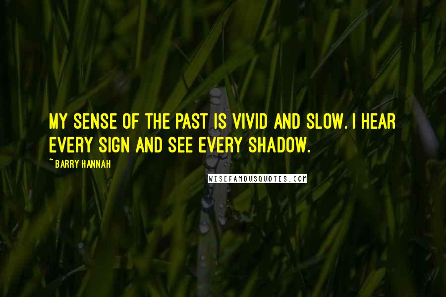 Barry Hannah Quotes: My sense of the past is vivid and slow. I hear every sign and see every shadow.