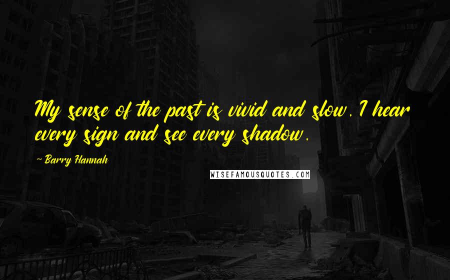 Barry Hannah Quotes: My sense of the past is vivid and slow. I hear every sign and see every shadow.