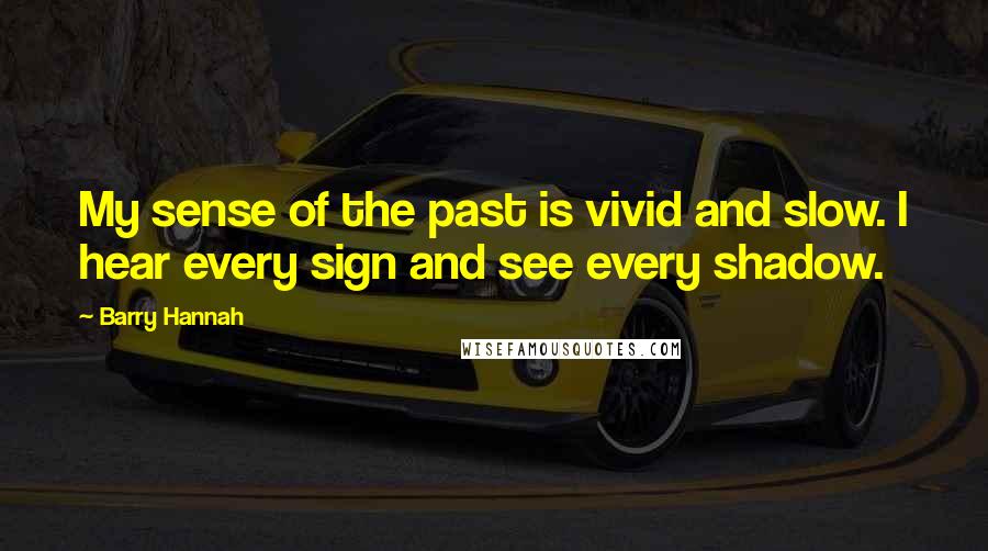 Barry Hannah Quotes: My sense of the past is vivid and slow. I hear every sign and see every shadow.