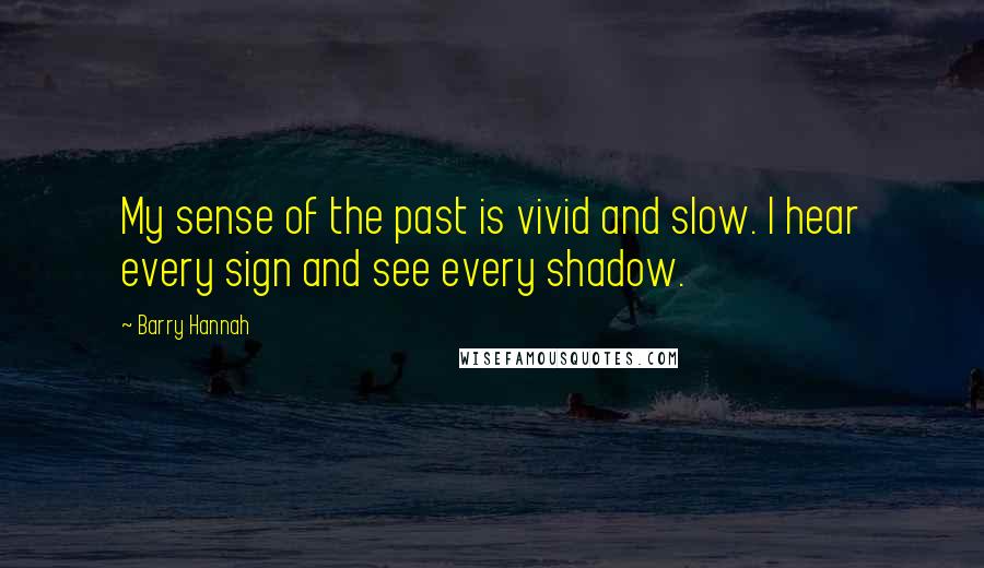 Barry Hannah Quotes: My sense of the past is vivid and slow. I hear every sign and see every shadow.