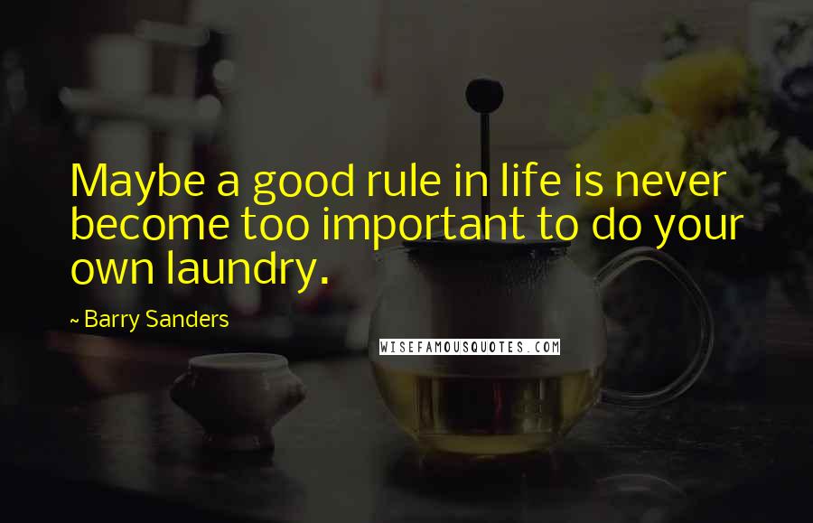 Barry Sanders Quotes: Maybe a good rule in life is never become too important to do your own laundry.