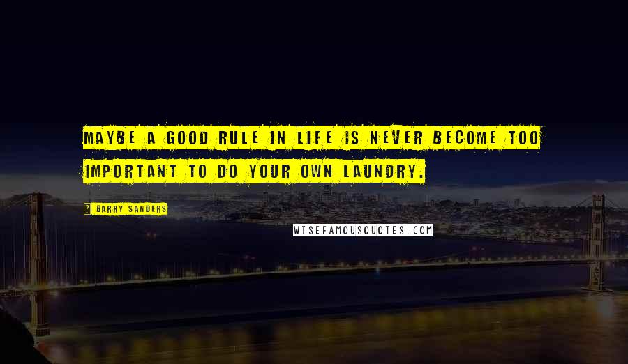 Barry Sanders Quotes: Maybe a good rule in life is never become too important to do your own laundry.