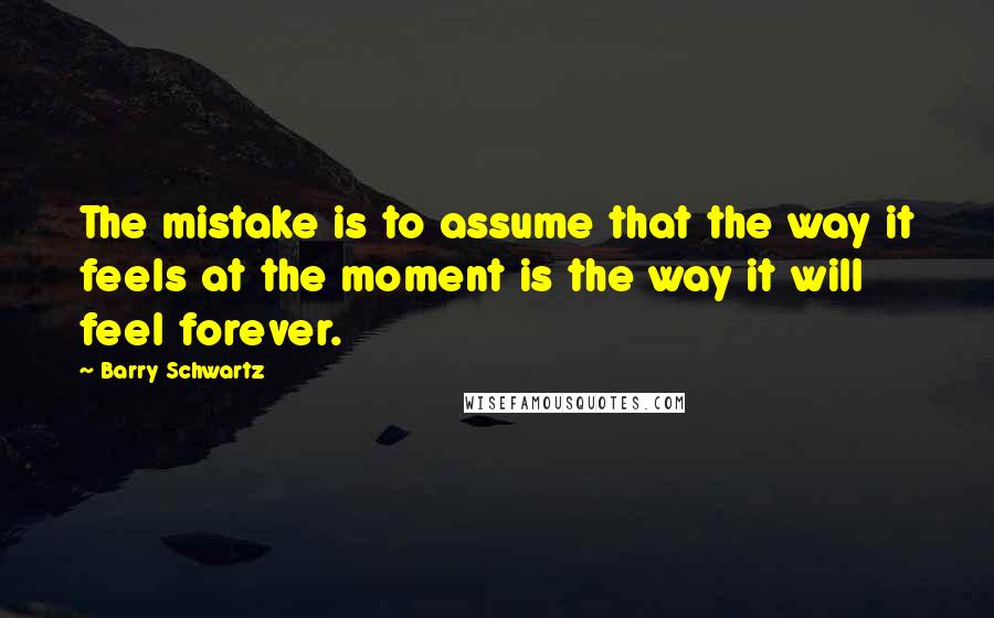 Barry Schwartz Quotes: The mistake is to assume that the way it feels at the moment is the way it will feel forever.