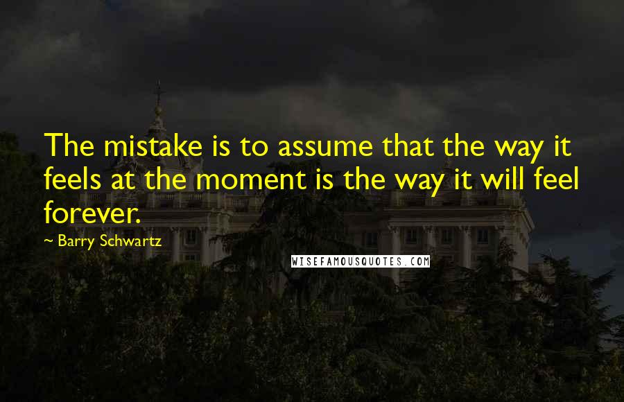 Barry Schwartz Quotes: The mistake is to assume that the way it feels at the moment is the way it will feel forever.