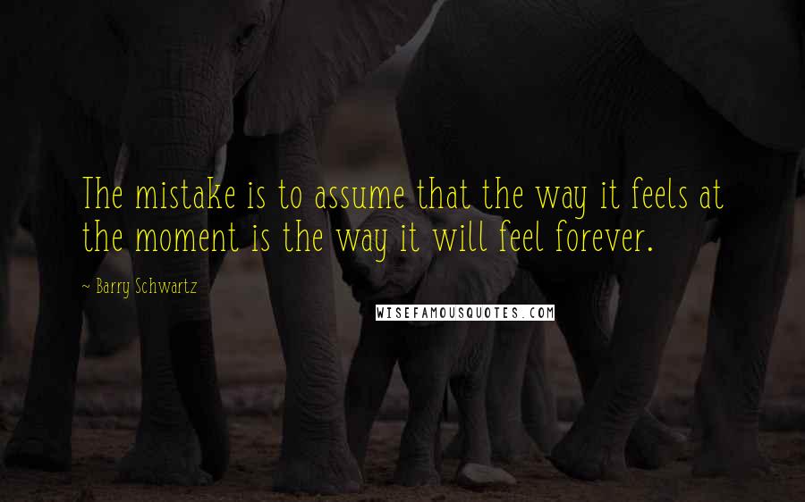 Barry Schwartz Quotes: The mistake is to assume that the way it feels at the moment is the way it will feel forever.