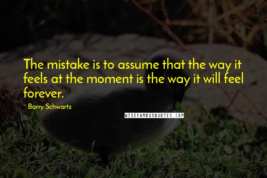 Barry Schwartz Quotes: The mistake is to assume that the way it feels at the moment is the way it will feel forever.