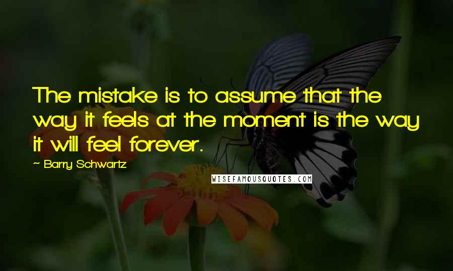 Barry Schwartz Quotes: The mistake is to assume that the way it feels at the moment is the way it will feel forever.