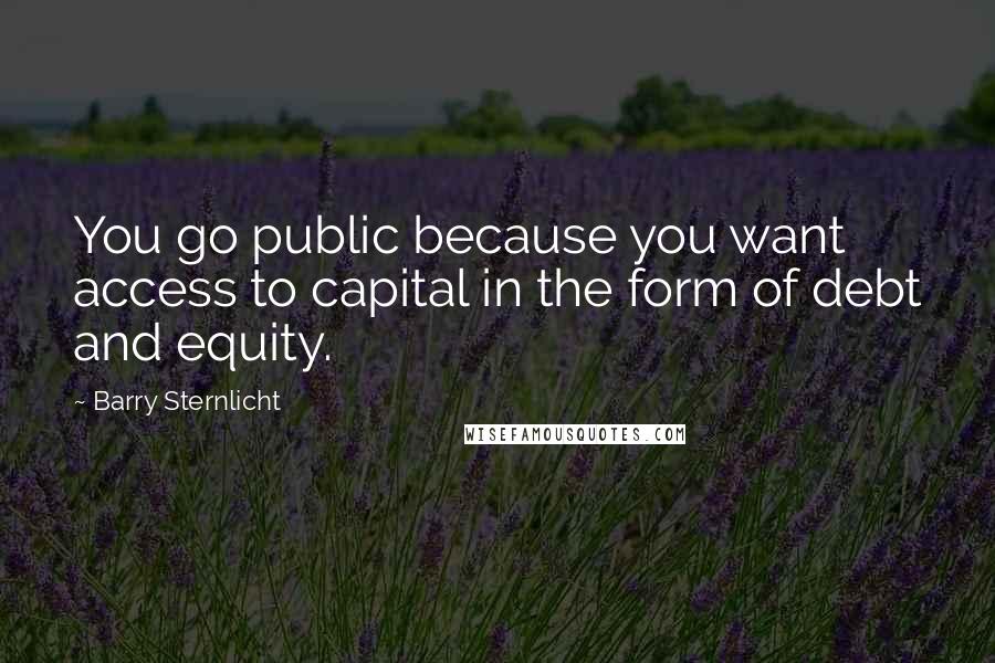 Barry Sternlicht Quotes: You go public because you want access to capital in the form of debt and equity.
