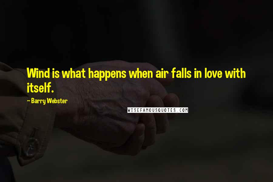 Barry Webster Quotes: Wind is what happens when air falls in love with itself.